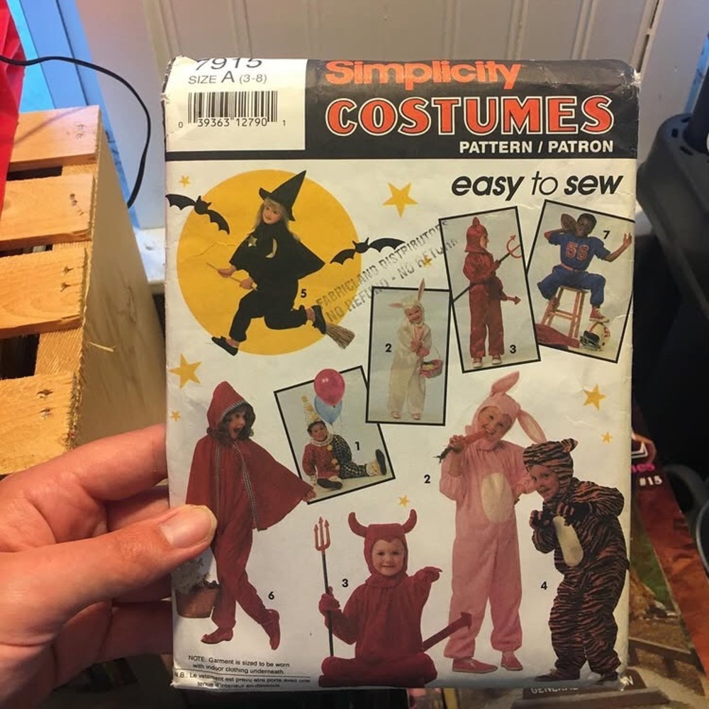 1992 Halloween Costume sewing patterns